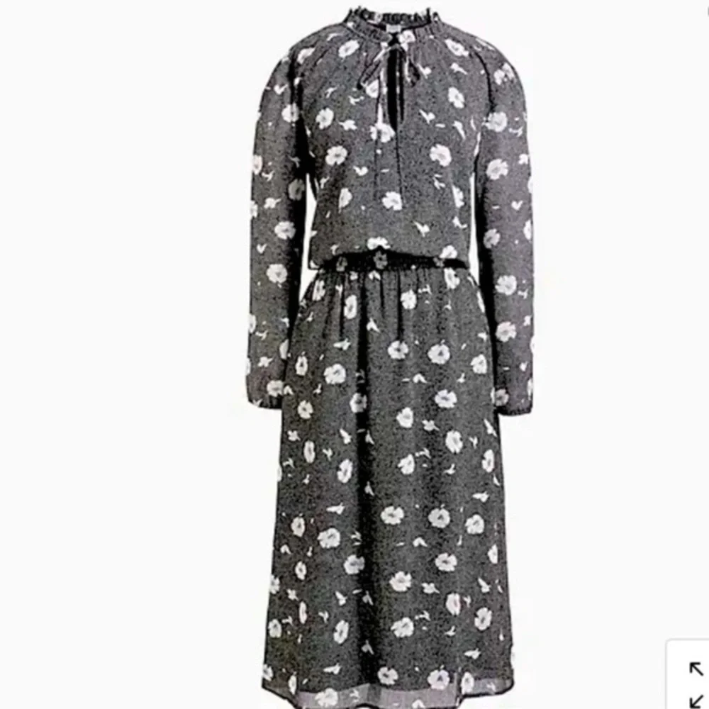 J.Crew factory black and white floral long sleeve dress